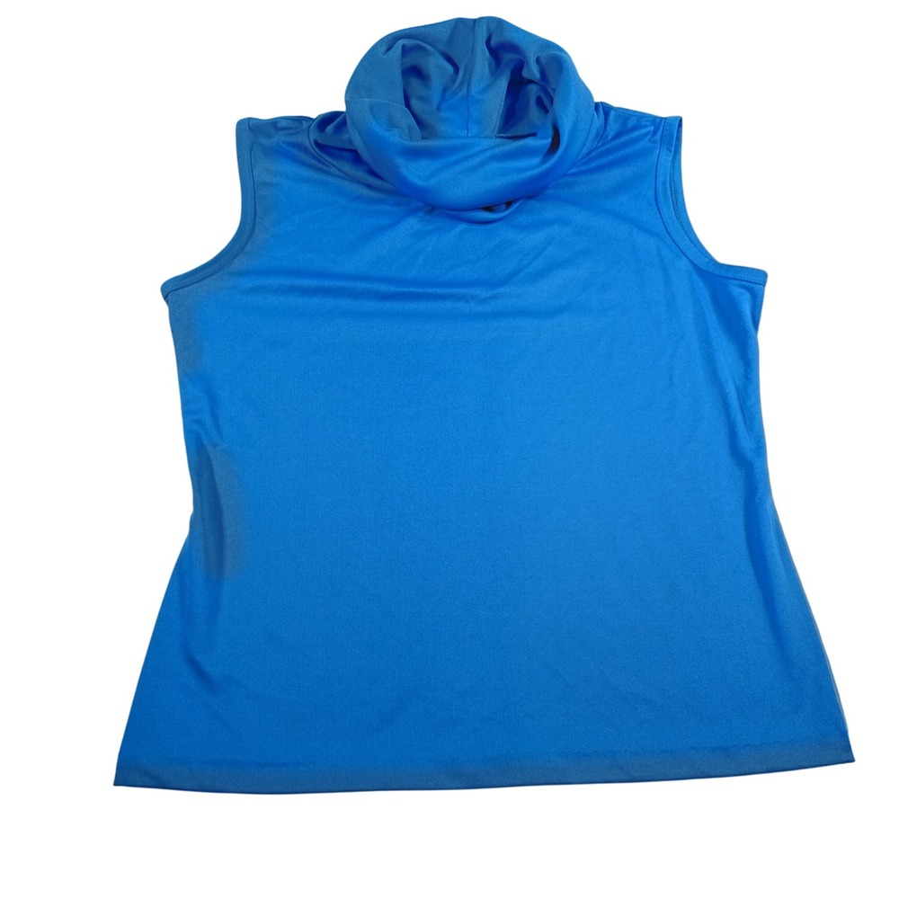 Lucky Winner Sleeveless Turtleneck Top Women M Blue Good Vintage 1403